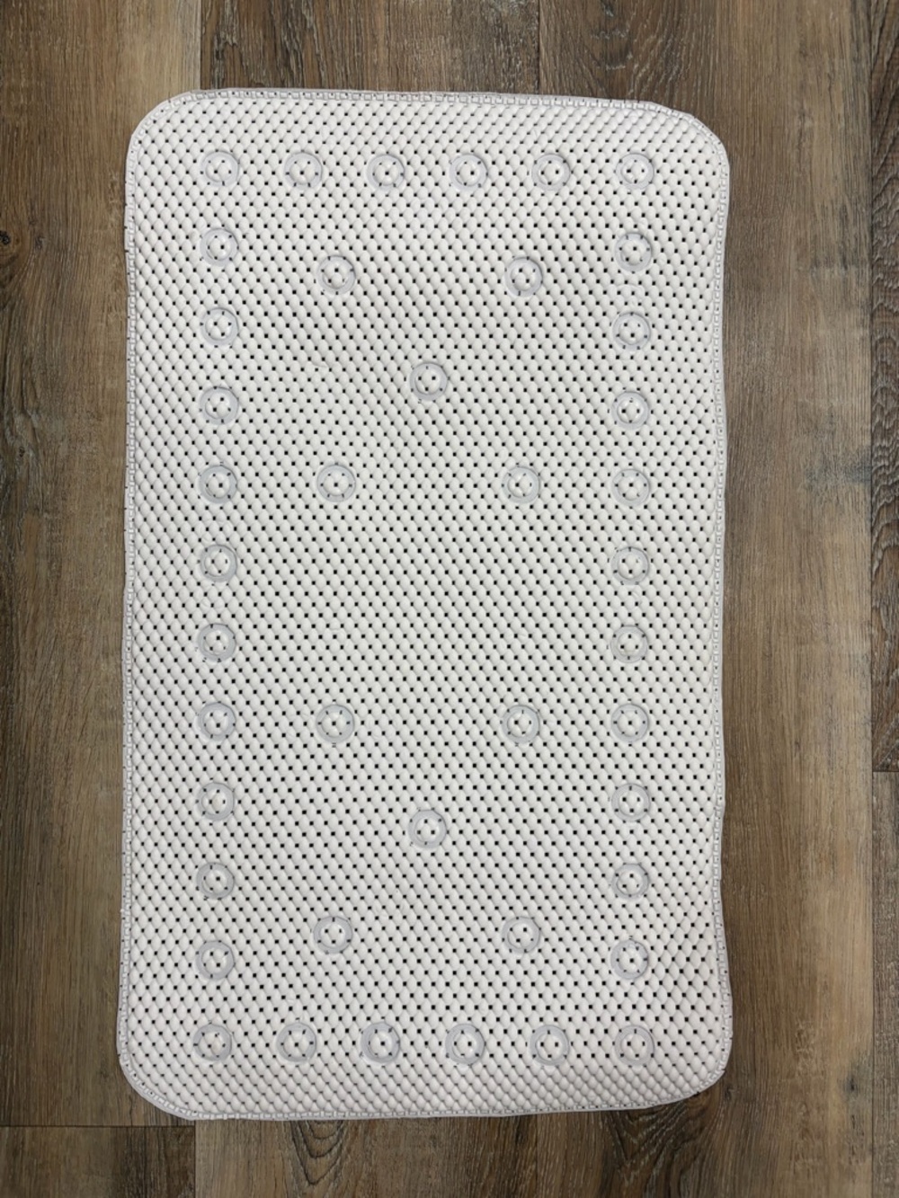 Non-Slip White Bath Mat with Suction Dots